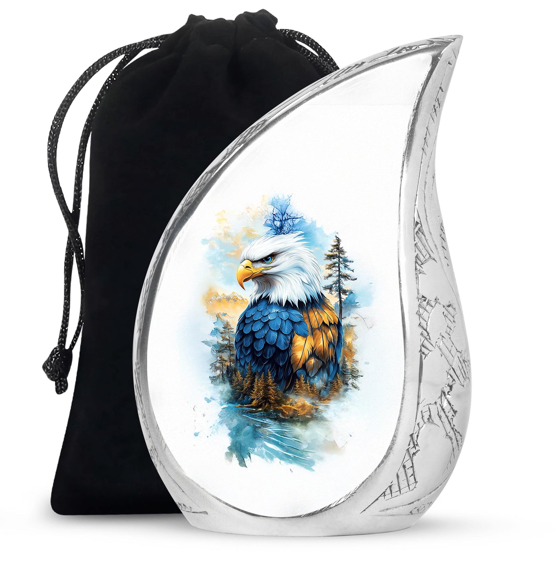 White Eagle Cremation Urn - Aluminium Memorial Urn For Loved Ones