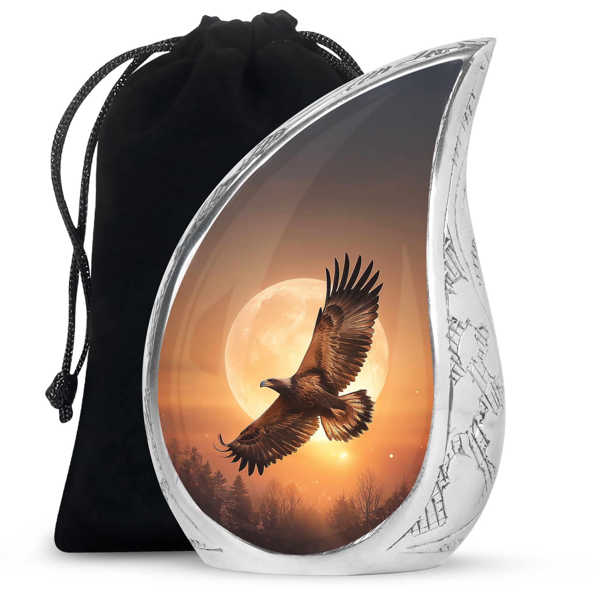 Flying Eagle Ashes Urn - Aluminium Cremation Urn For Male Ashes