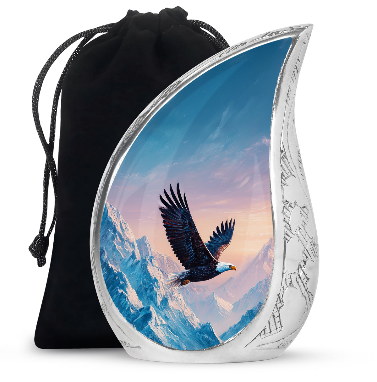 Bald Eagle Memorial Urn - Beautiful Snow Mountain Cremation Urn For Loved Ones