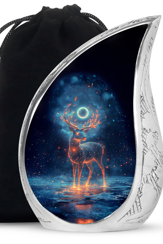 Deer Spirit Cremation Urn - Night Forest Memorial Urn For Adults