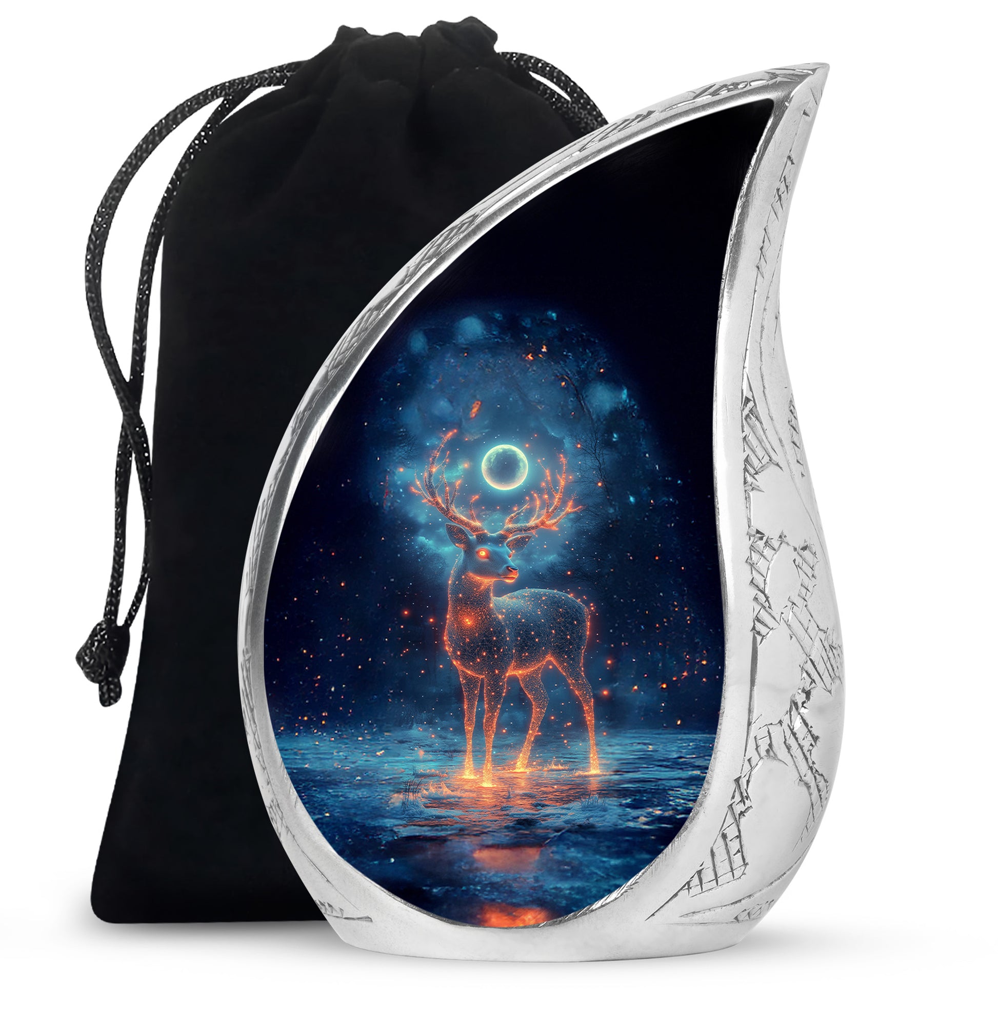 Deer Spirit Cremation Urn - Night Forest Memorial Urn For Adults