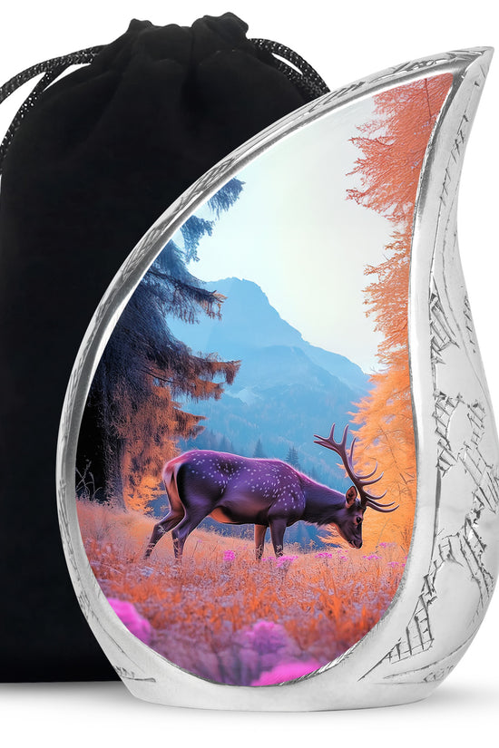 Deer Cremation Urn - Mountain Forest Memorial Urn For Loved Ones