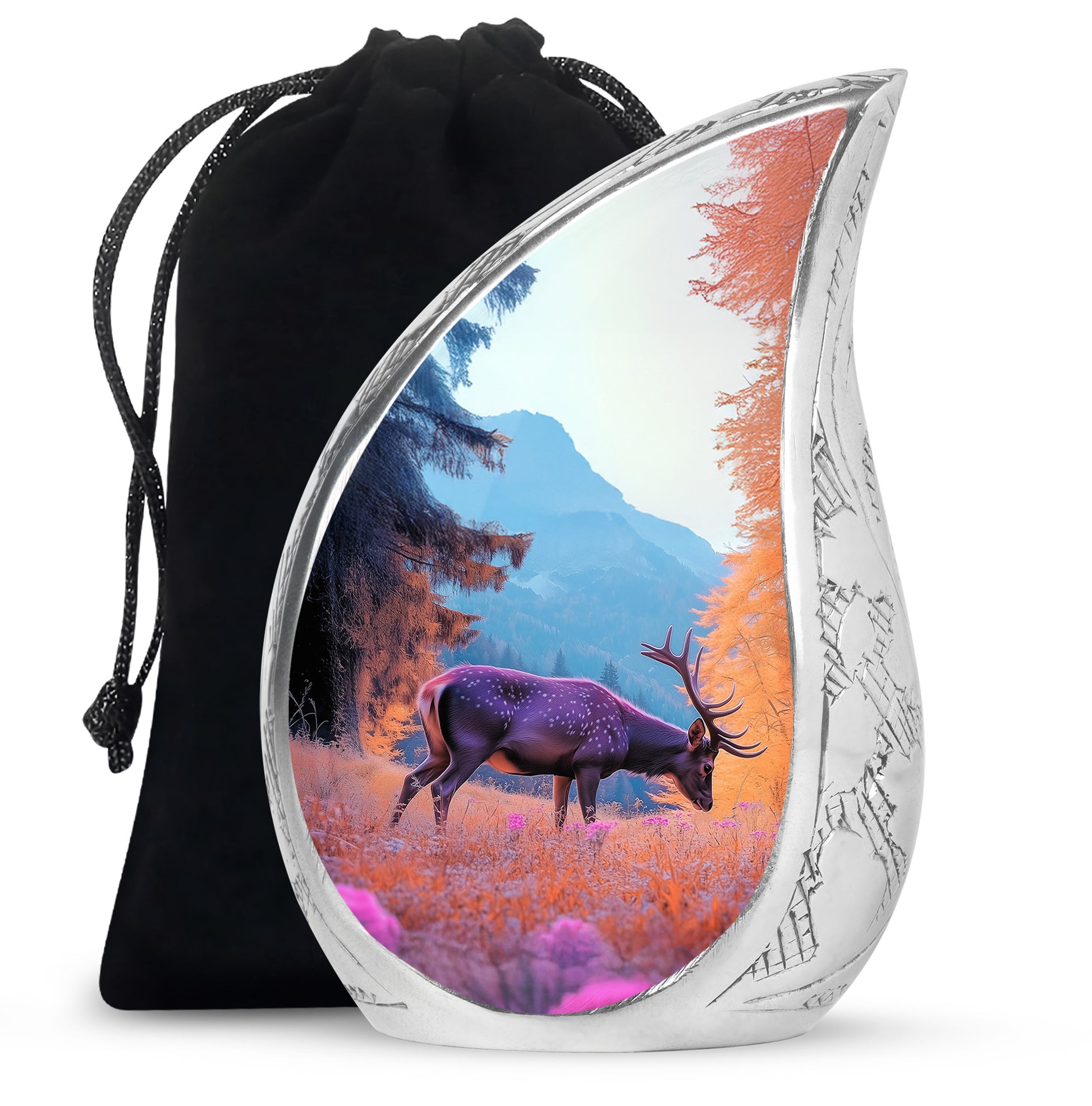 Deer Cremation Urn - Mountain Forest Memorial Urn For Loved Ones