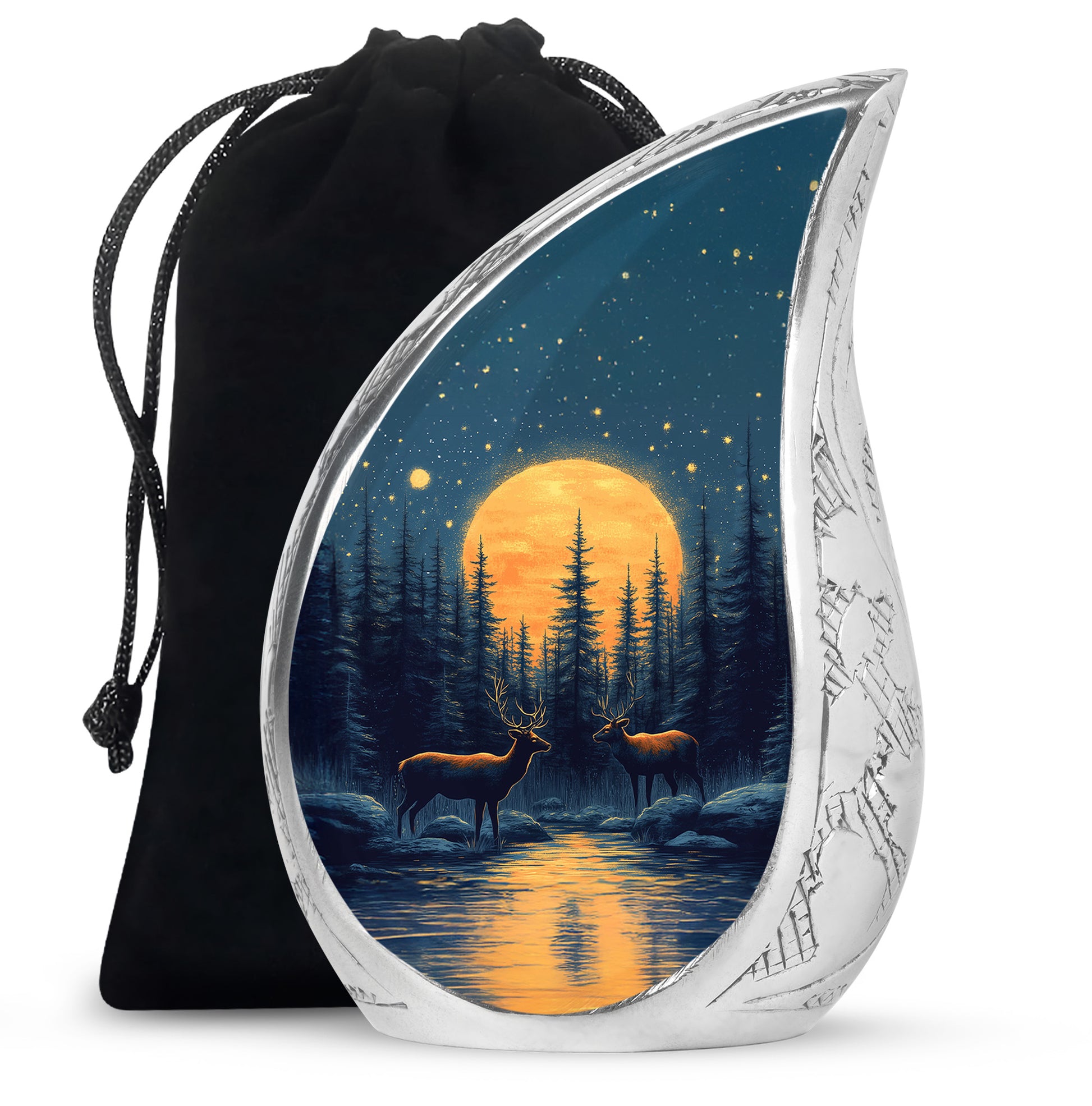 Moonlight Memorial Urn - Deer Forest Cremation Urn For Dad & Mom