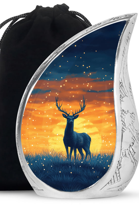 Sunset Deer Cremation Urn - Artistic Funeral Urn For Human Ashes