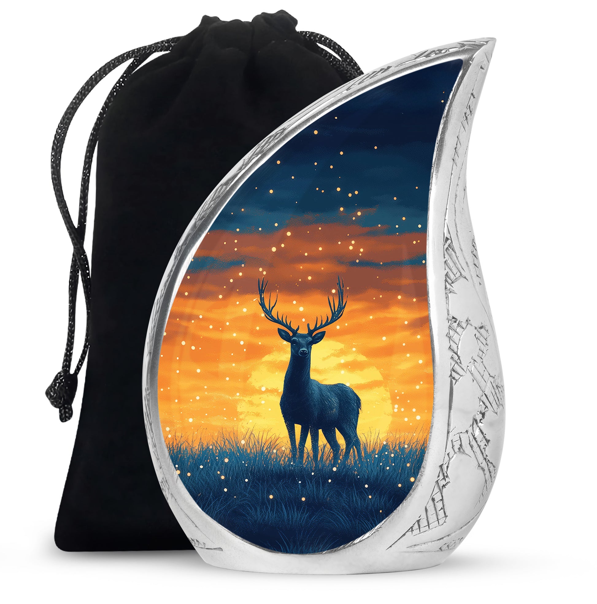 Sunset Deer Cremation Urn - Artistic Funeral Urn For Human Ashes