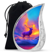 Purple Moon Deer Urn - Modern Memorial Urn For Male & Female
