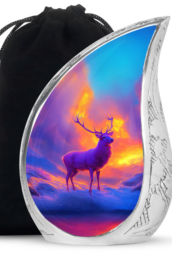 Beautiful Moose Memorial Urn - Purple Cremation Urn For Male & Female