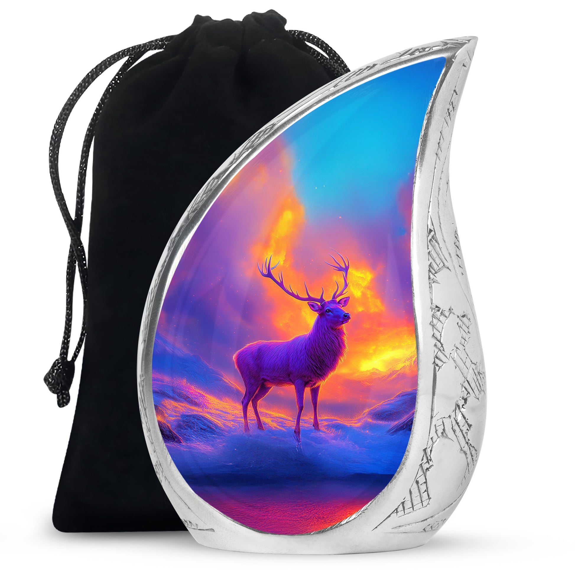 Beautiful Moose Memorial Urn - Purple Cremation Urn For Male & Female