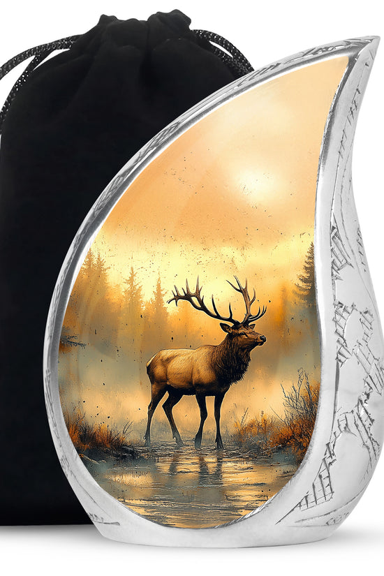 Golden Deer Memorial Urn - Nature Cremation Urn For Adult Ashes