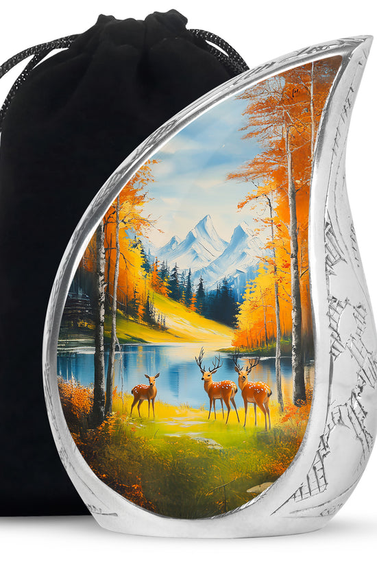Deer Family Memorial Urn - Artistic Mountain Urn For Male & Female