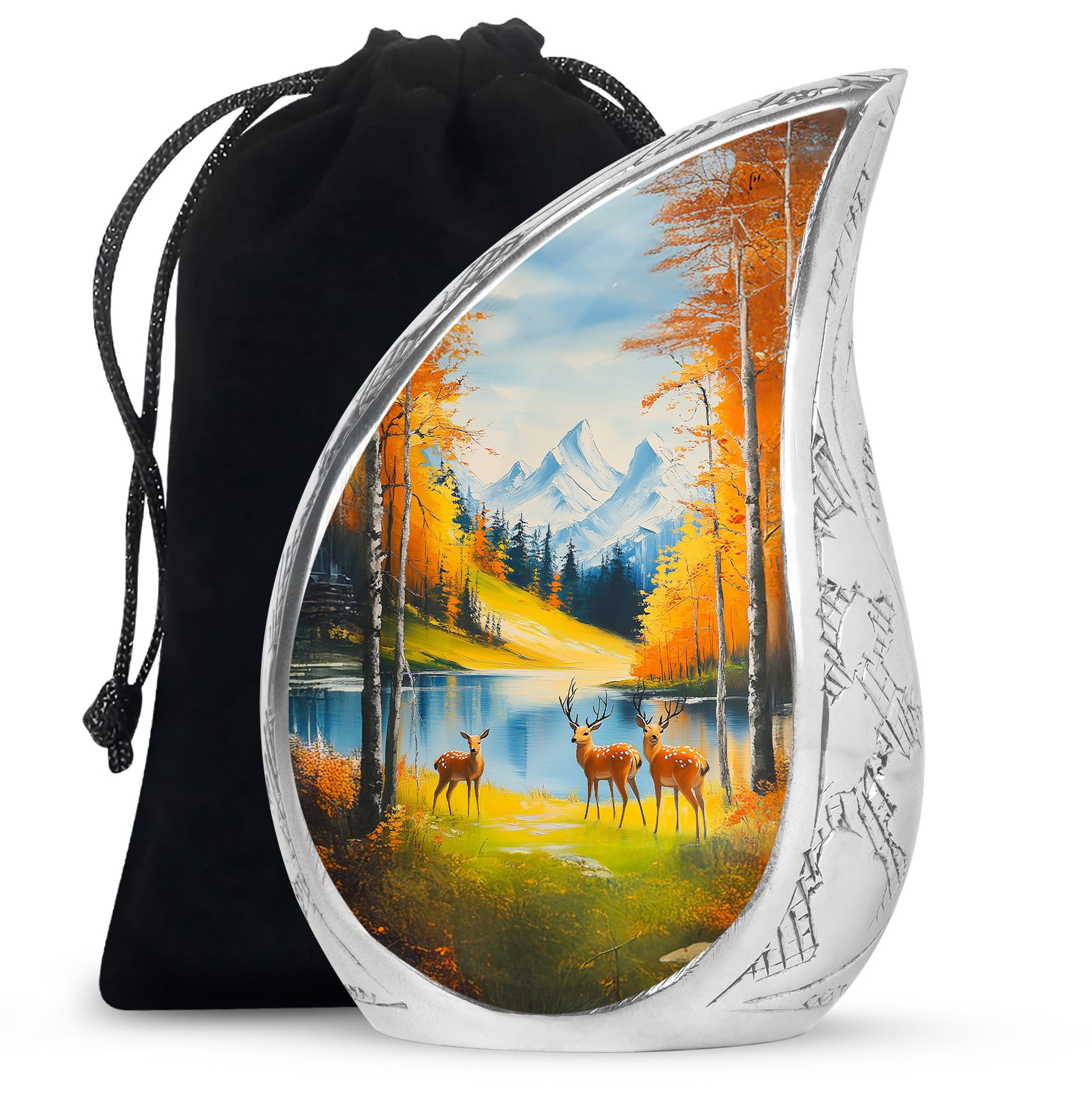 Deer Family Memorial Urn - Artistic Mountain Urn For Male & Female
