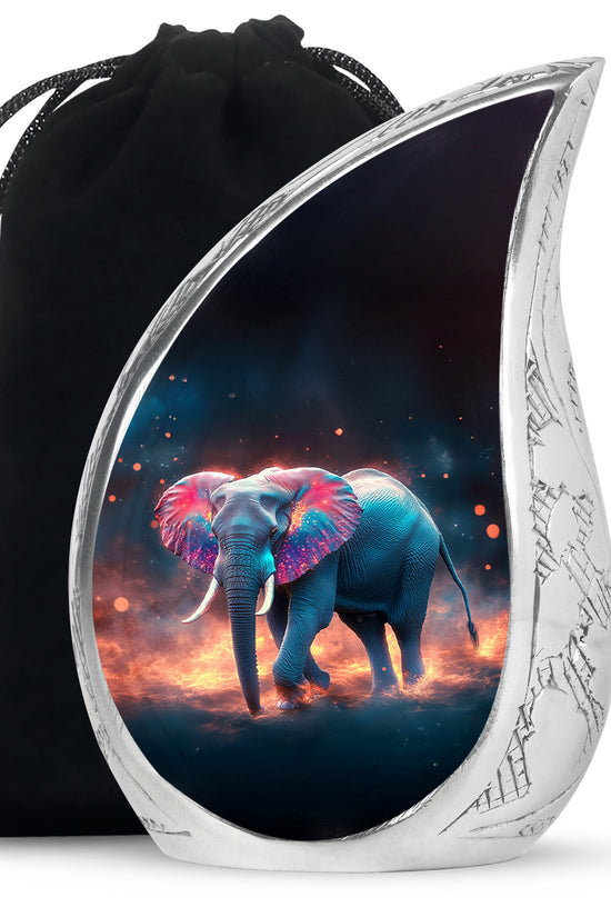 Cosmic Elephant Urn Memorial For Men - Galaxy Urn For Funeral
