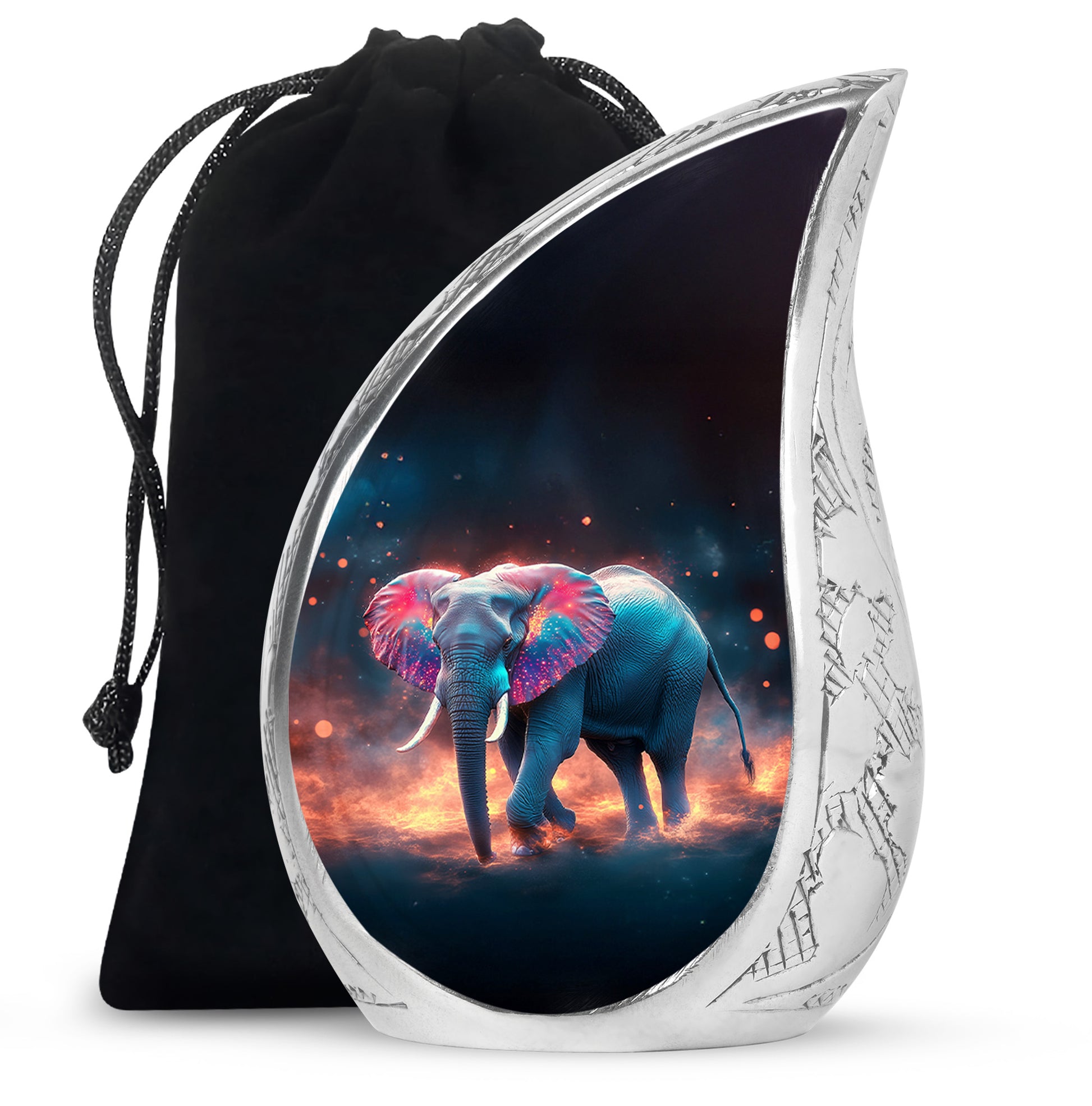 Cosmic Elephant Urn Memorial For Men - Galaxy Urn For Funeral