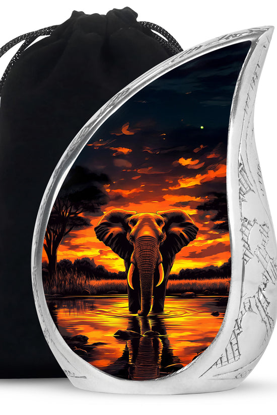 Sunset Elephant Burial Urn For Ashes - Cremation Urn For Men & Women