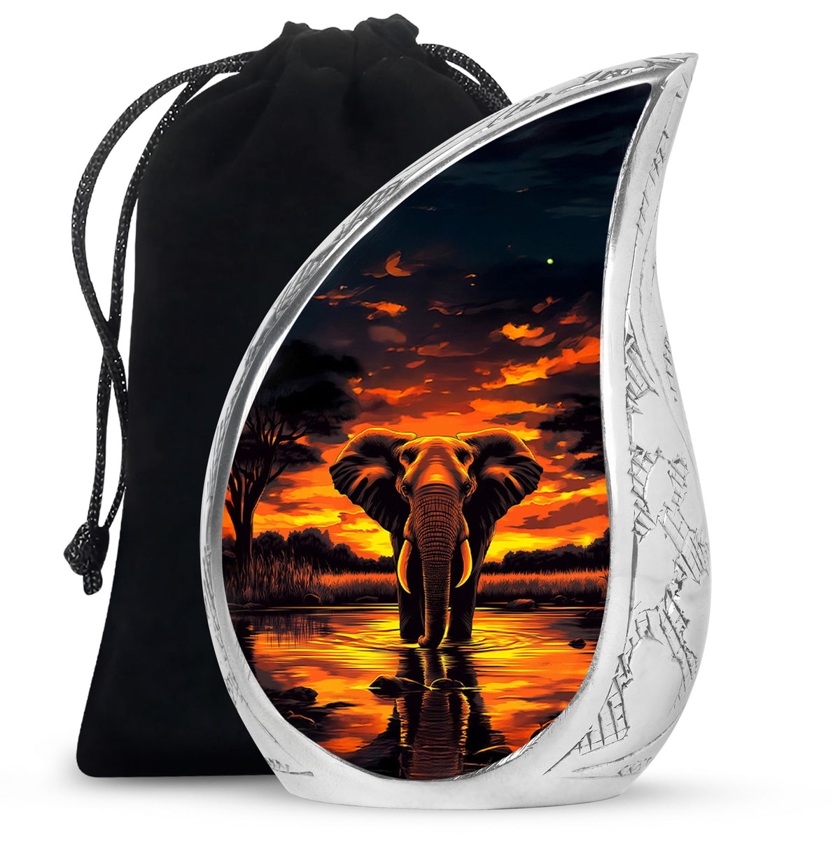 Sunset Elephant Burial Urn For Ashes - Cremation Urn For Men & Women