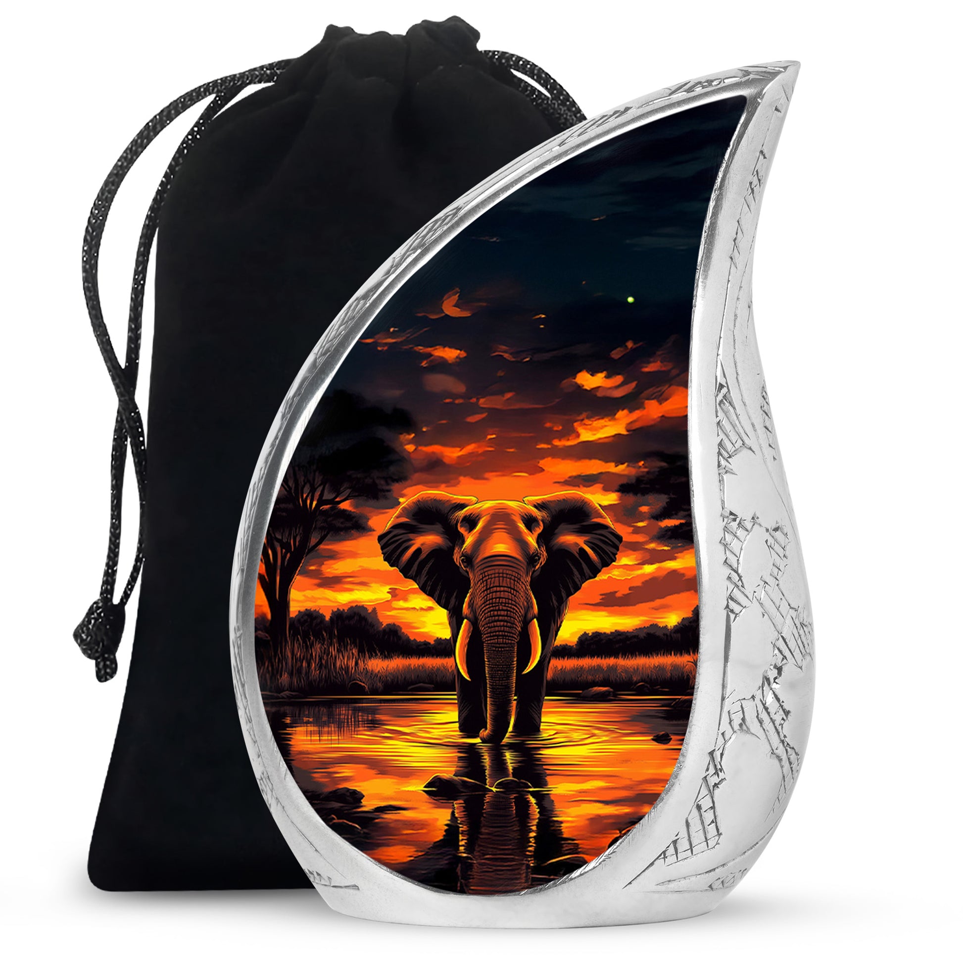Sunset Elephant Burial Urn For Ashes - Cremation Urn For Men & Women