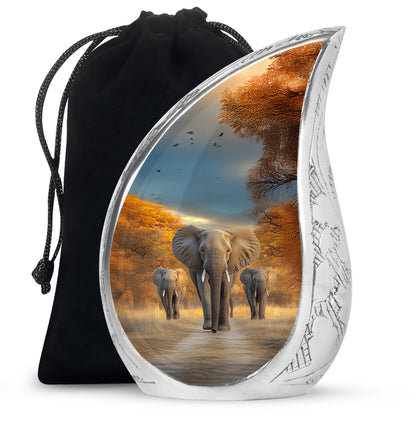 Elephant Memorial Ashes Urn For Dad - Elephant Family Cremation Urn