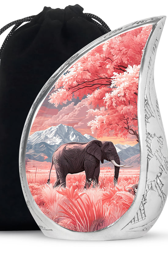 Elephant Cremation Urn - Pink Nature Memorial Urn For Human Ashes