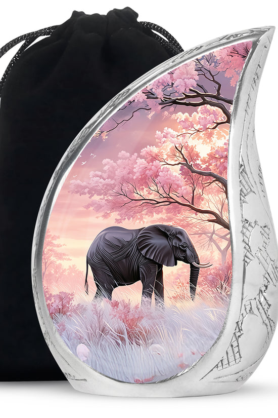 Nature Elephant Memorial Urn - Cherry Blossom Funeral Urn For Male & Female