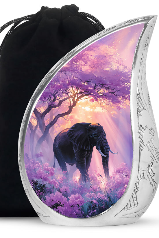 Elegant Elephant Funeral Urn - Purple Memorial Urn For Adult Ashes