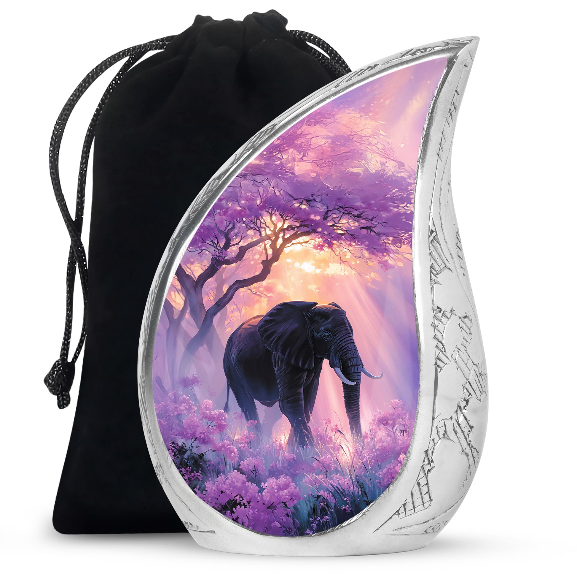 Elegant Elephant Funeral Urn - Purple Memorial Urn For Adult Ashes