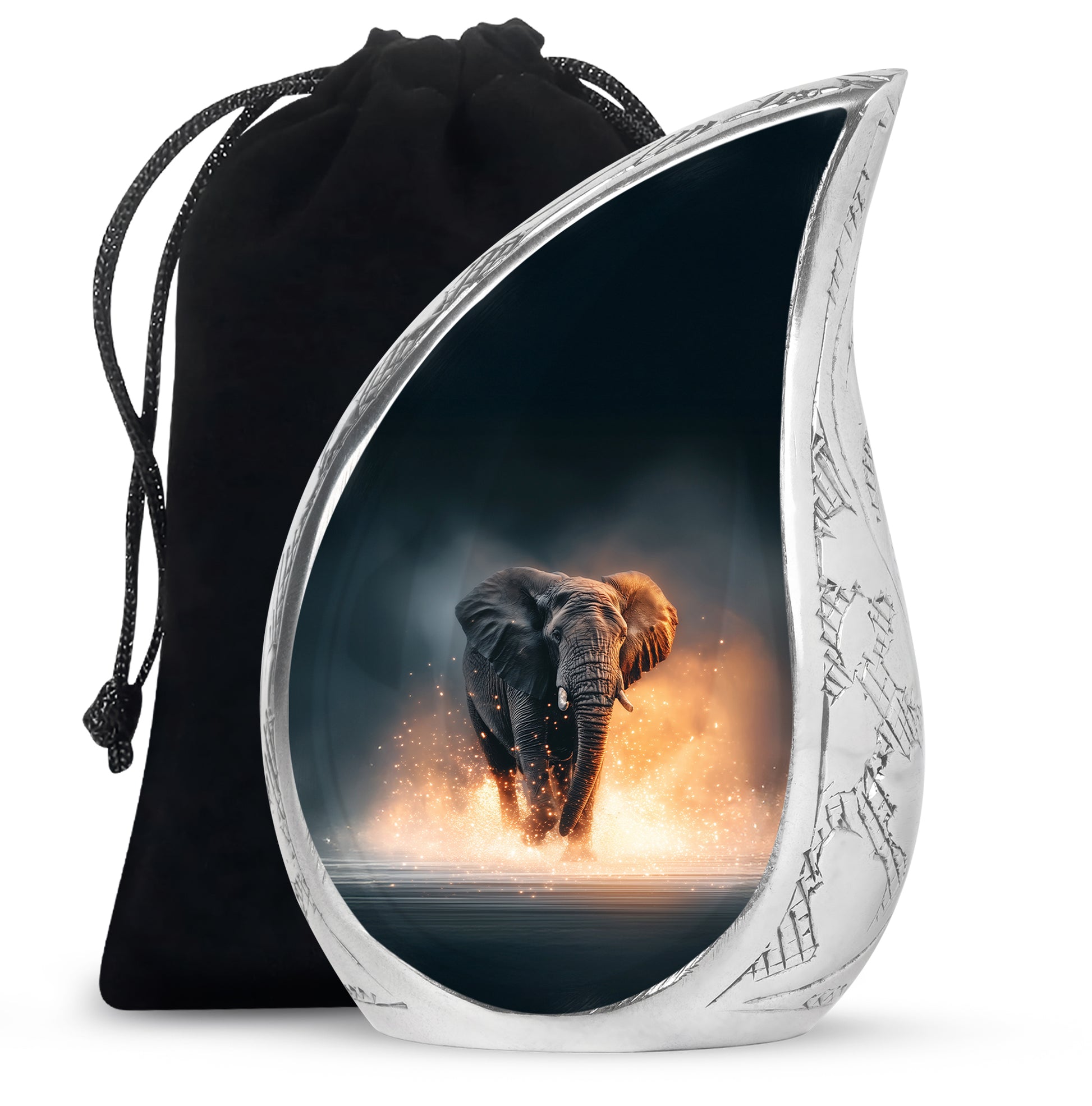 Black Cremation Urn for Ashes - Elephant Funeral Urn For Loved Ones