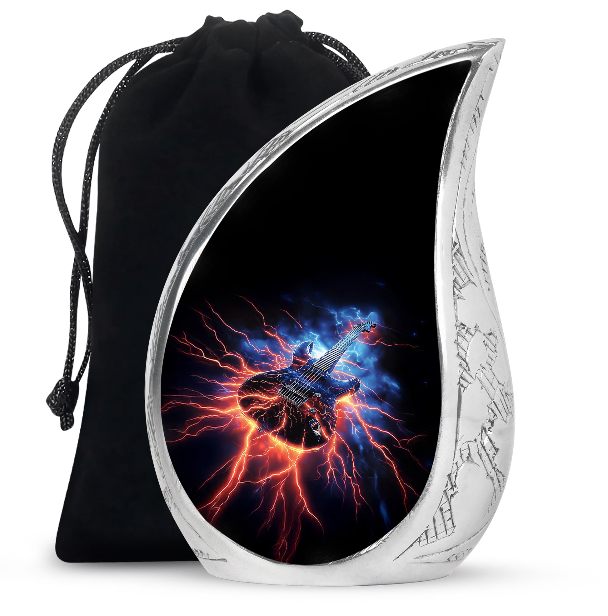 Black Guitar Funeral Urn - Unique Decor Memorial Containers For Ashes