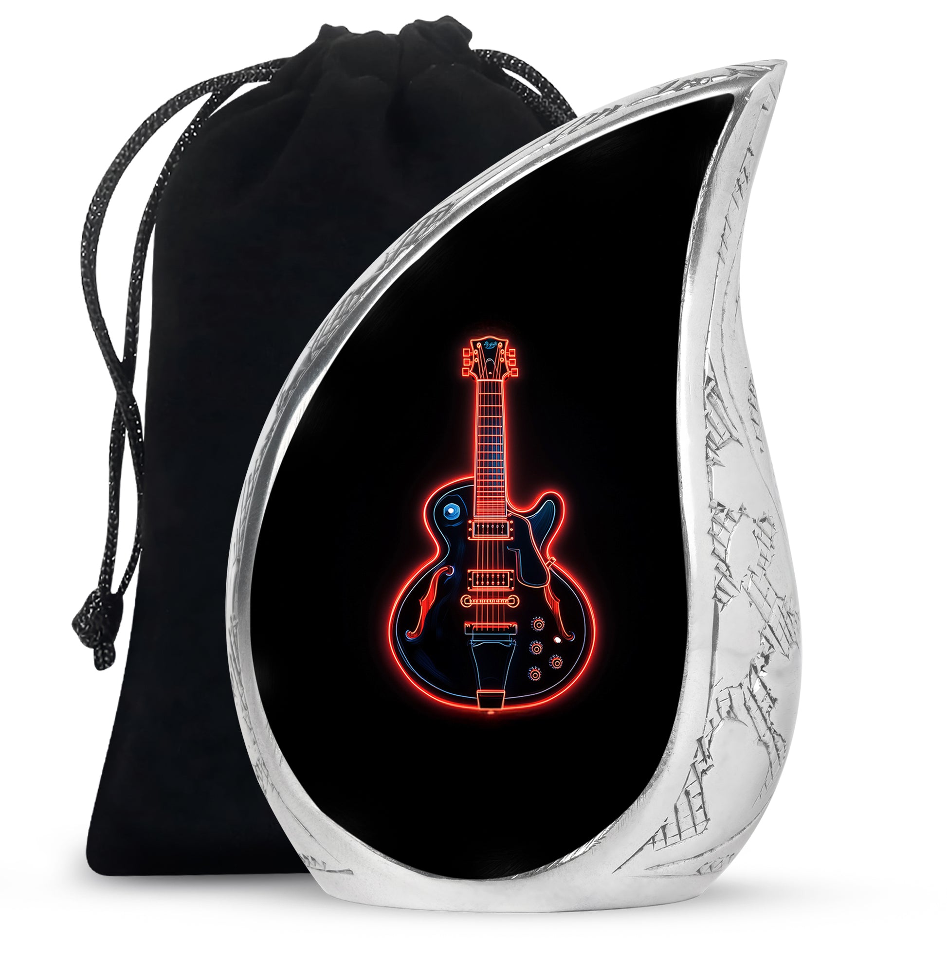 Black Guitar Memorial Urn - Artistic Funeral Urns For Women Ashes