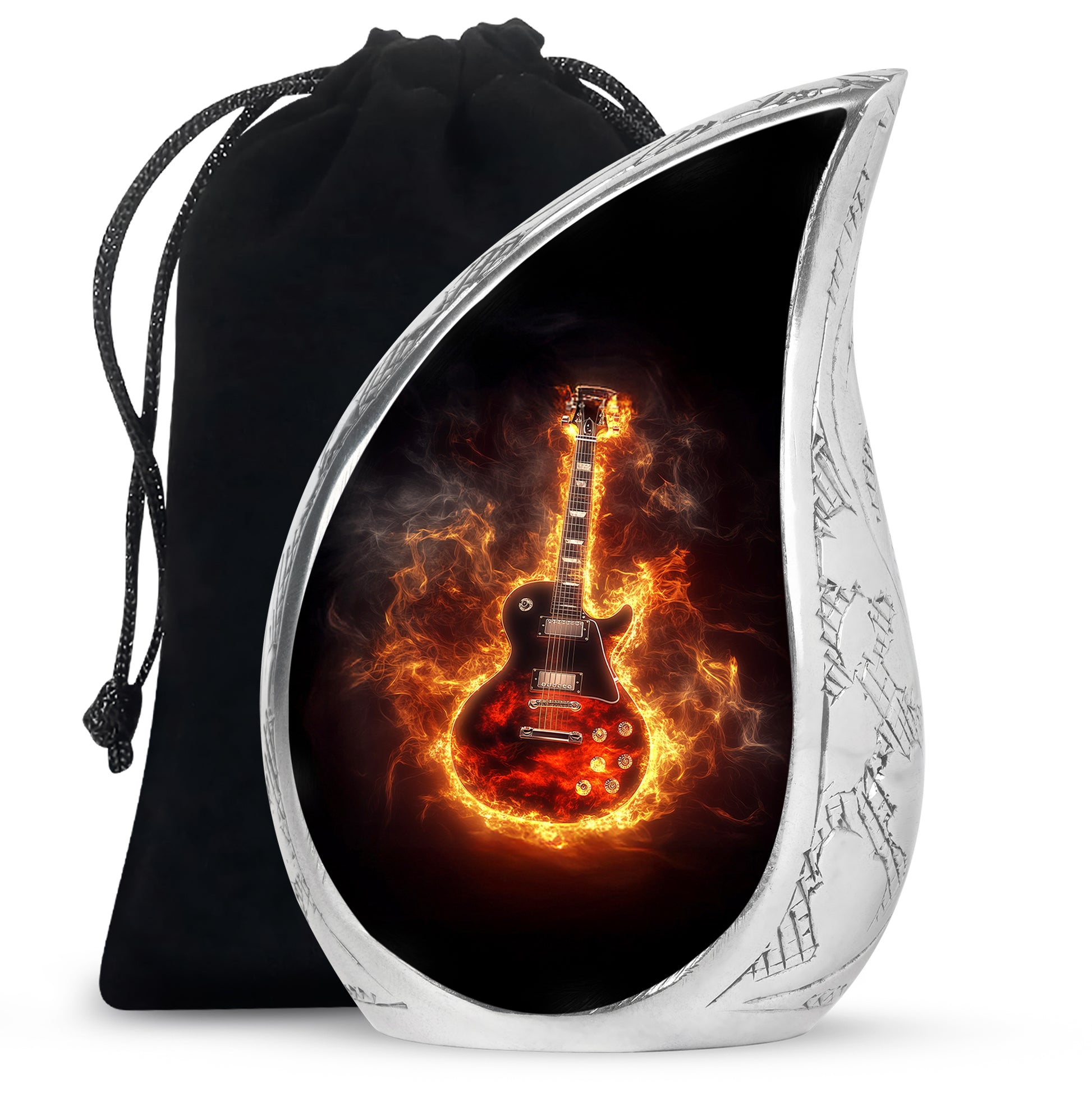 Flaming Guitar Themed Urn - A Peaceful Tribute Urn For Music Lovers