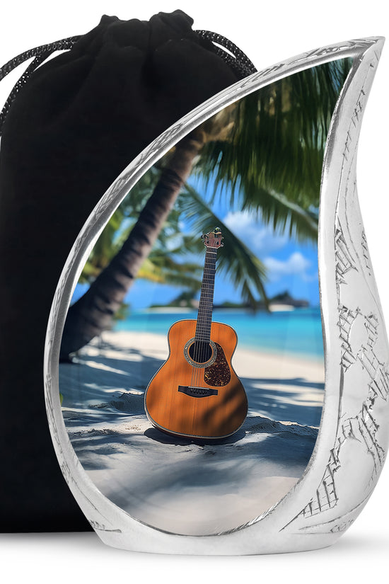 Beach Guitar Cremation Urn - Memorial Urn for Adult Male & Female