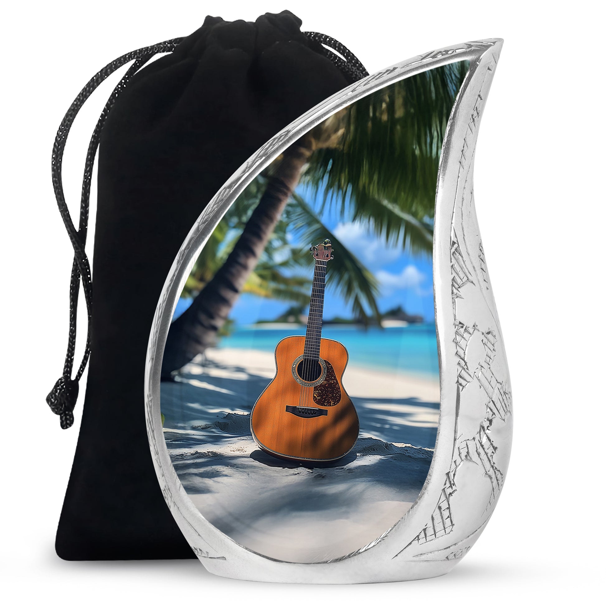 Beach Guitar Cremation Urn - Memorial Urn for Adult Male & Female
