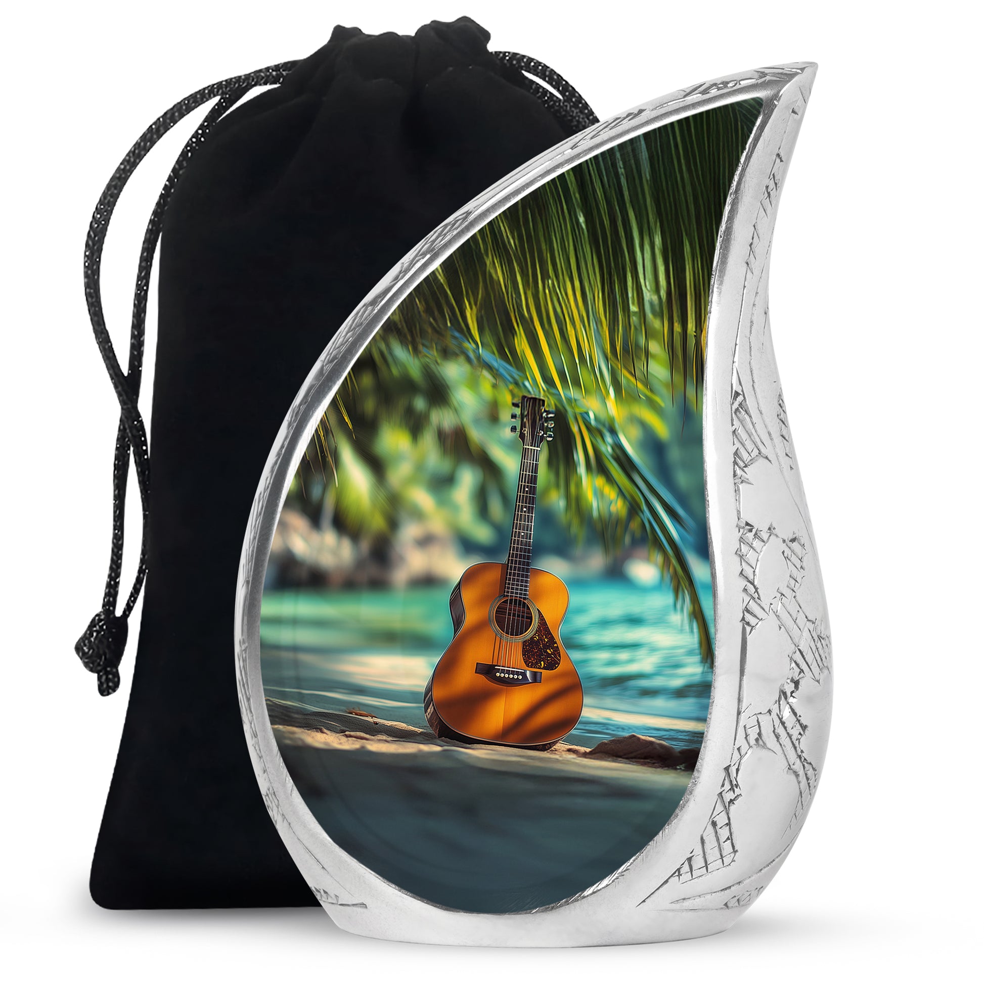 Ocean Guitar Urns -Tropical Cremation Memorial Urn For Loved Ones