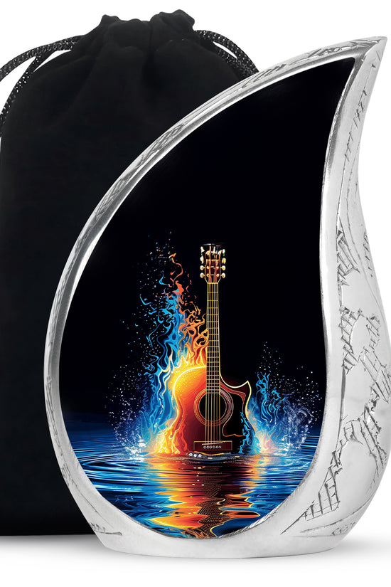 Fire & Water Cremation Guitar Urn - Artistic Funeral Urn For Human ashes