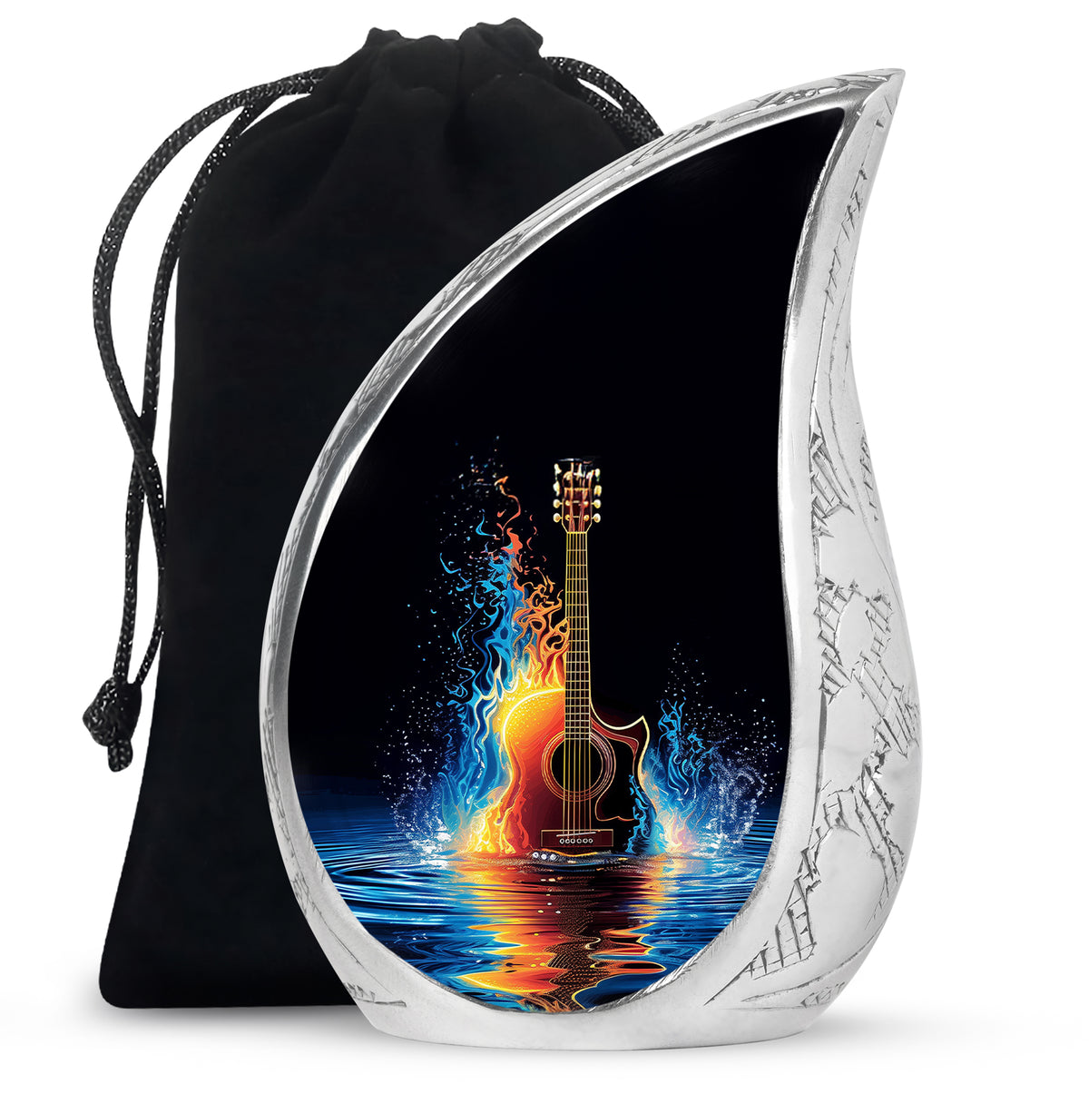 Fire & Water Cremation Guitar Urn - Artistic Funeral Urn For Human ashes