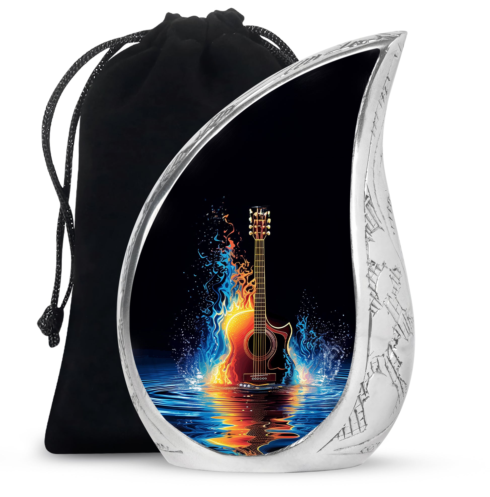 Fire & Water Cremation Guitar Urn - Artistic Funeral Urn For Human ashes