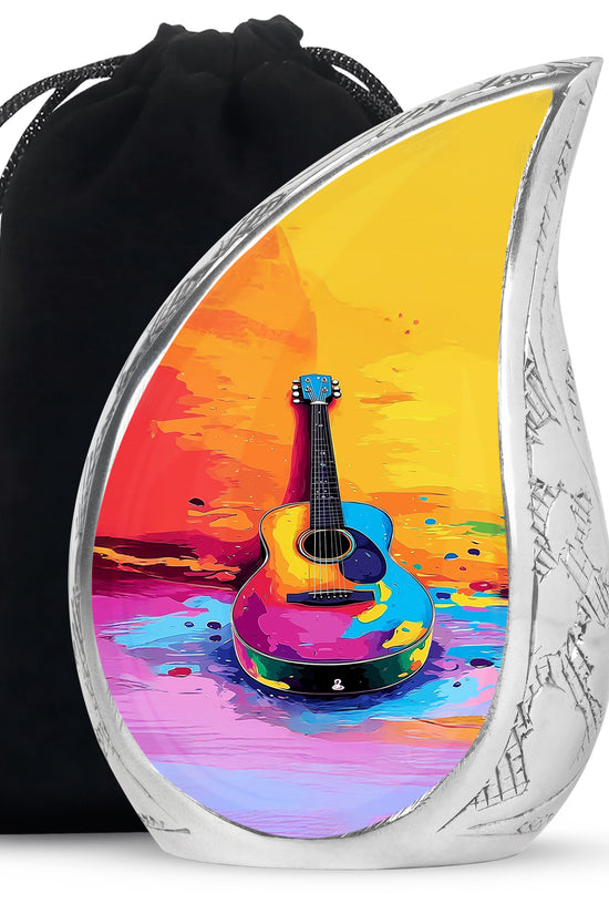 Multicolor Guitar Cremation Urn - Memorial Urn For Ashes