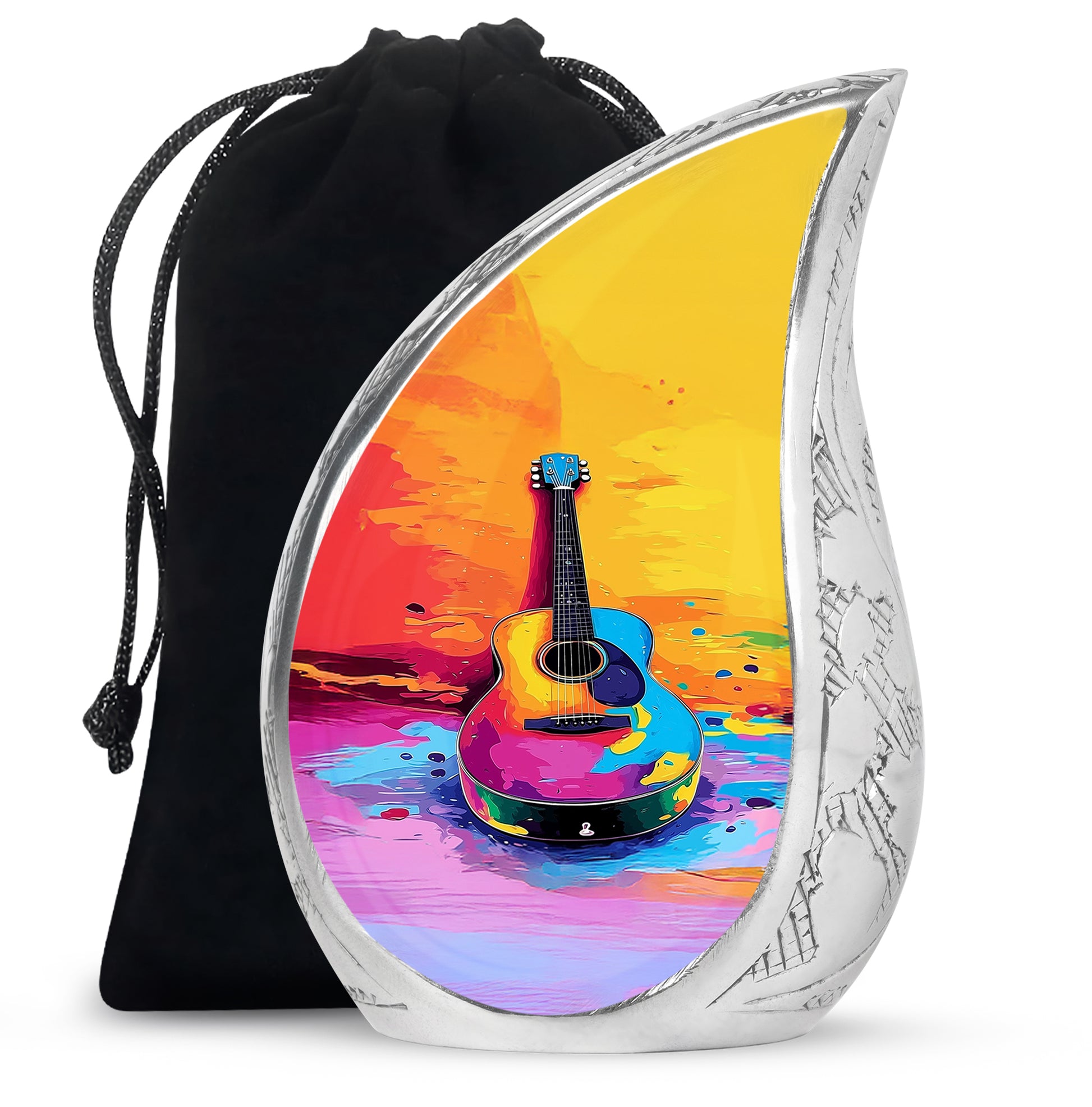 Multicolor Guitar Cremation Urn - Memorial Urn For Ashes