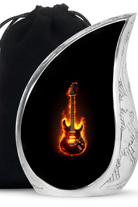 Flame Guitar Cremation Urn - Premium Urn For Human Ashes