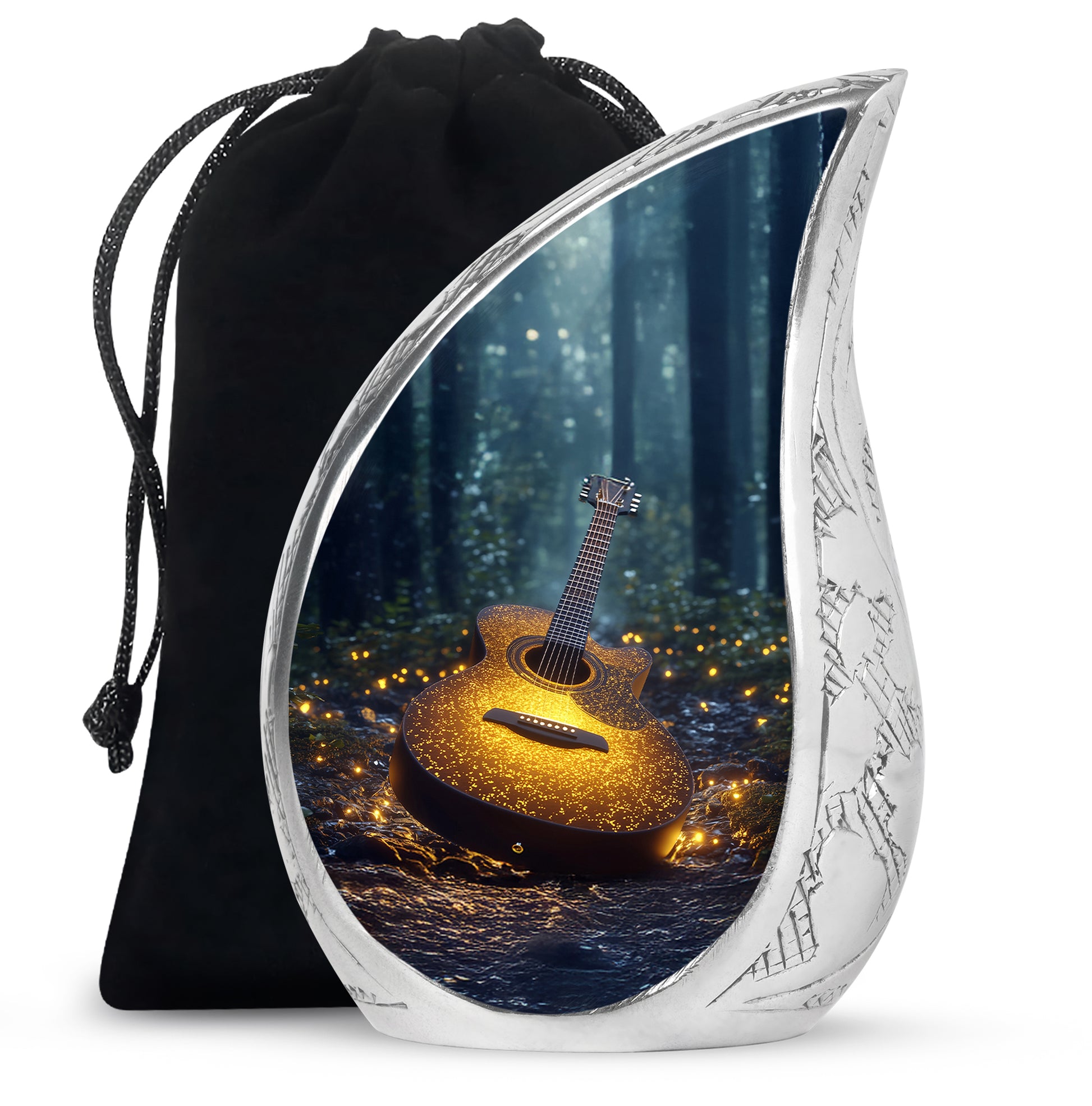 Gloden Guitar Memorial Urn - Premium Cremation Urn For Loved One Ashes