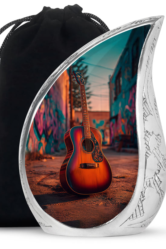 Street Art Guitar Memorial Urn - Unique Urn For Adult Ashes