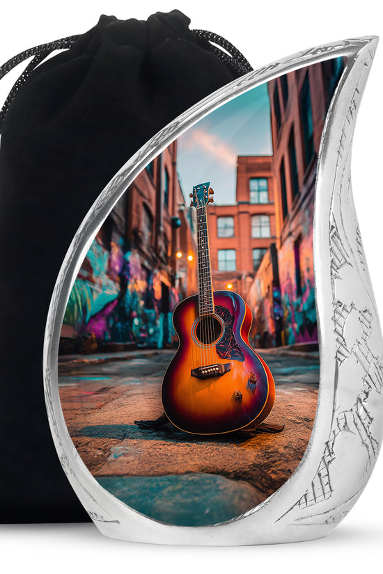 Modern Guitar Memorial Urn - Large Adult Cremation Urn For Ashes