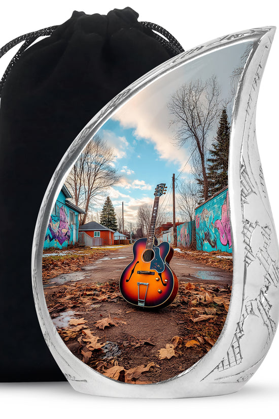 Guitar Memorial Cremation Urn - Music Theme Funeral Urn for Human Ashes