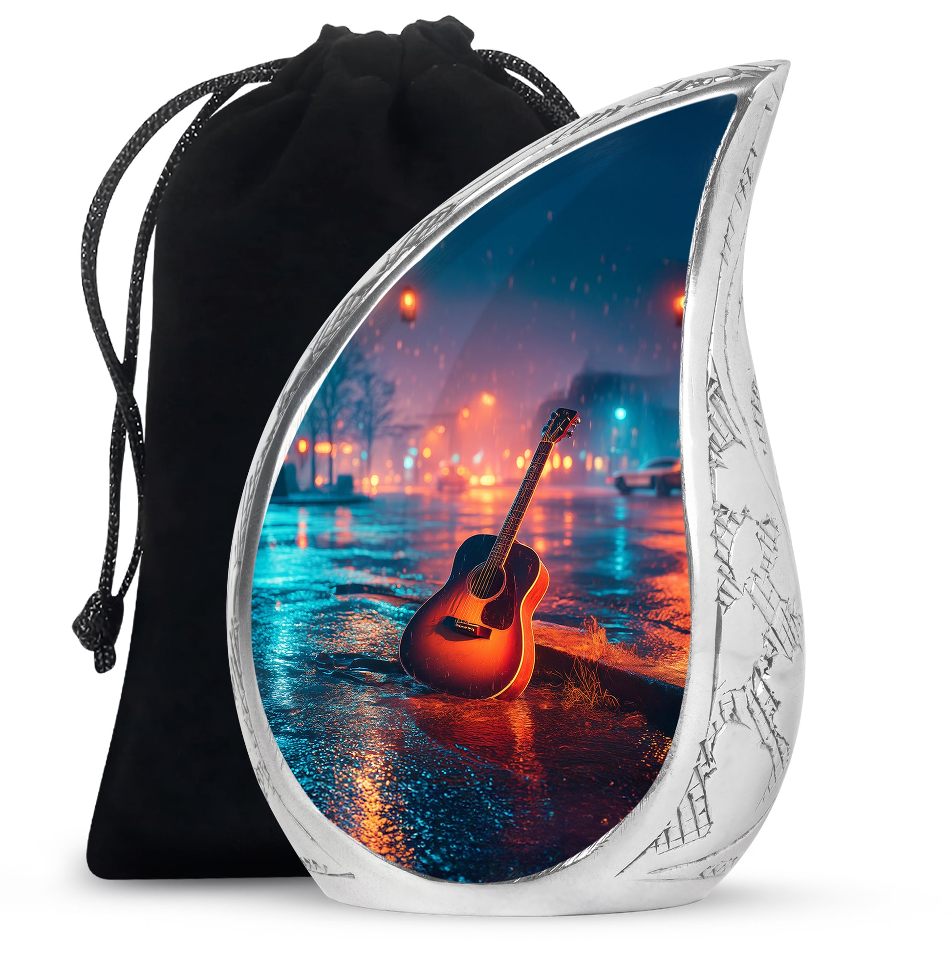 Guitar Cremation Urn - Street Music Theme Memorial Urn For Human Ashes