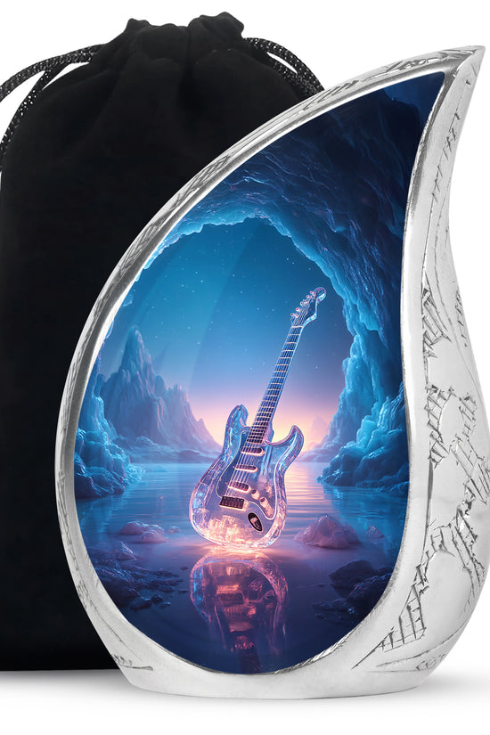 Crystal Guitar Memorial Urn - Music Theme Cremation Urn For Adult Ashes