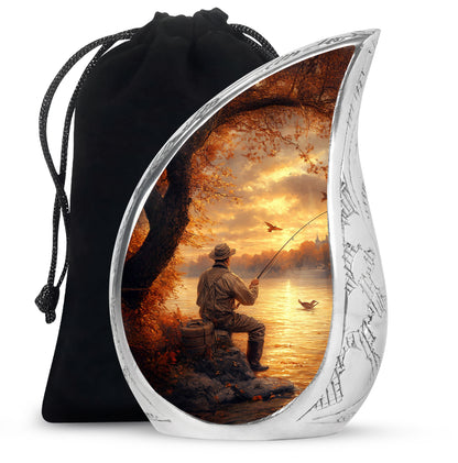 Lakeside Fishing Memorial Urn - Beautiful Cremation Urn For Human Ashes