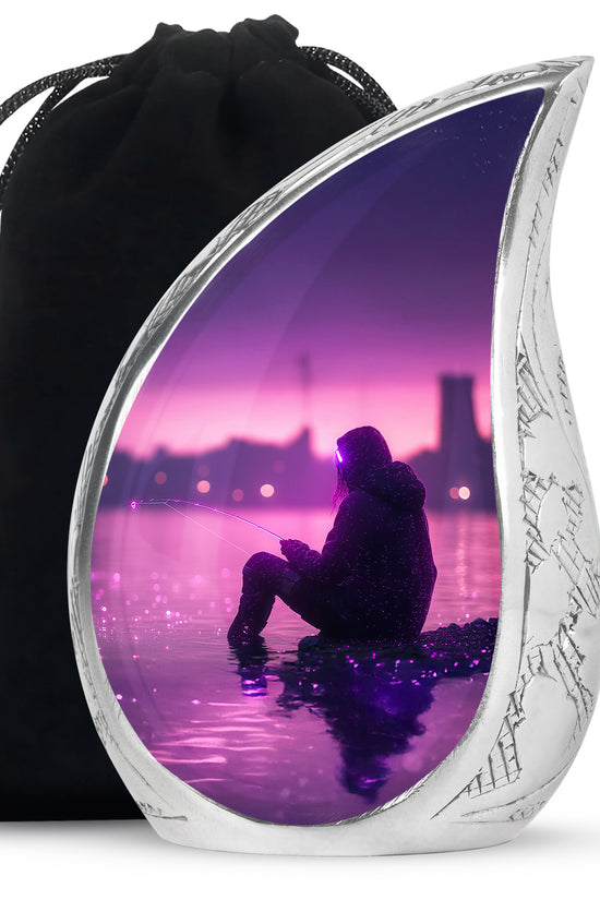 Purple Glow Fisherman Urn - Modern Memorial Urn For Human Ashes