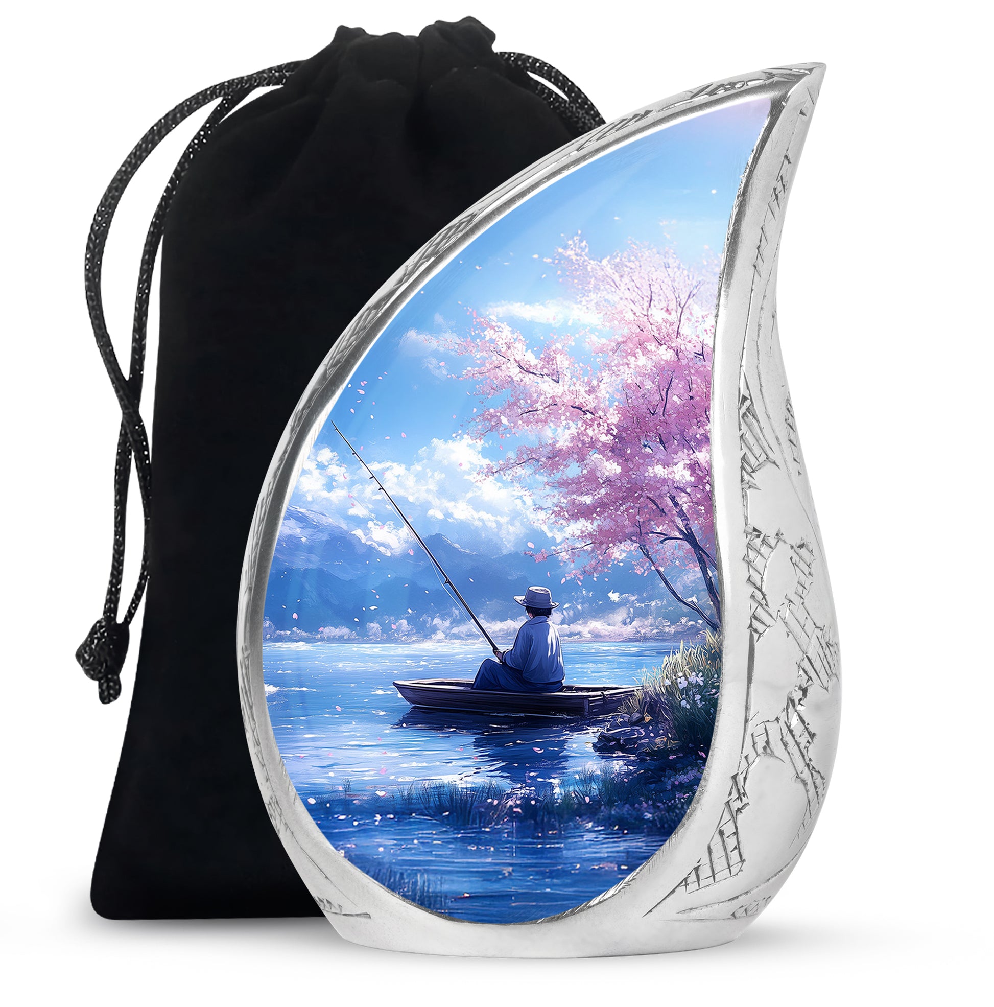 Lakeside Fishing Memorial Urn - Beautiful Cremation Urn For Human Ashes