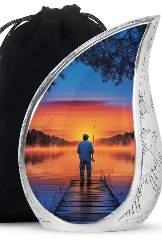 Sunset Fishing Memorial Urn - Beautiful Sunset Memorial Urn For Adult Male