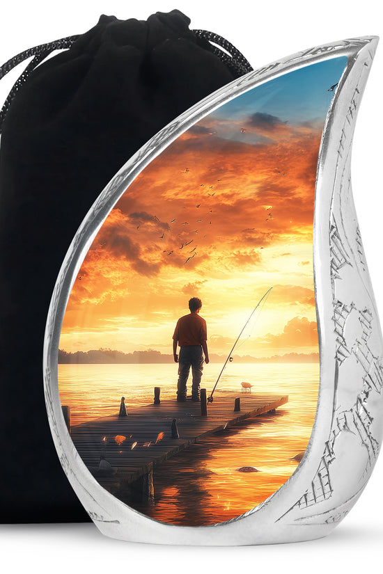 Fisherman Funeral Urn – Sunset Cremation Urn for Human Ashes